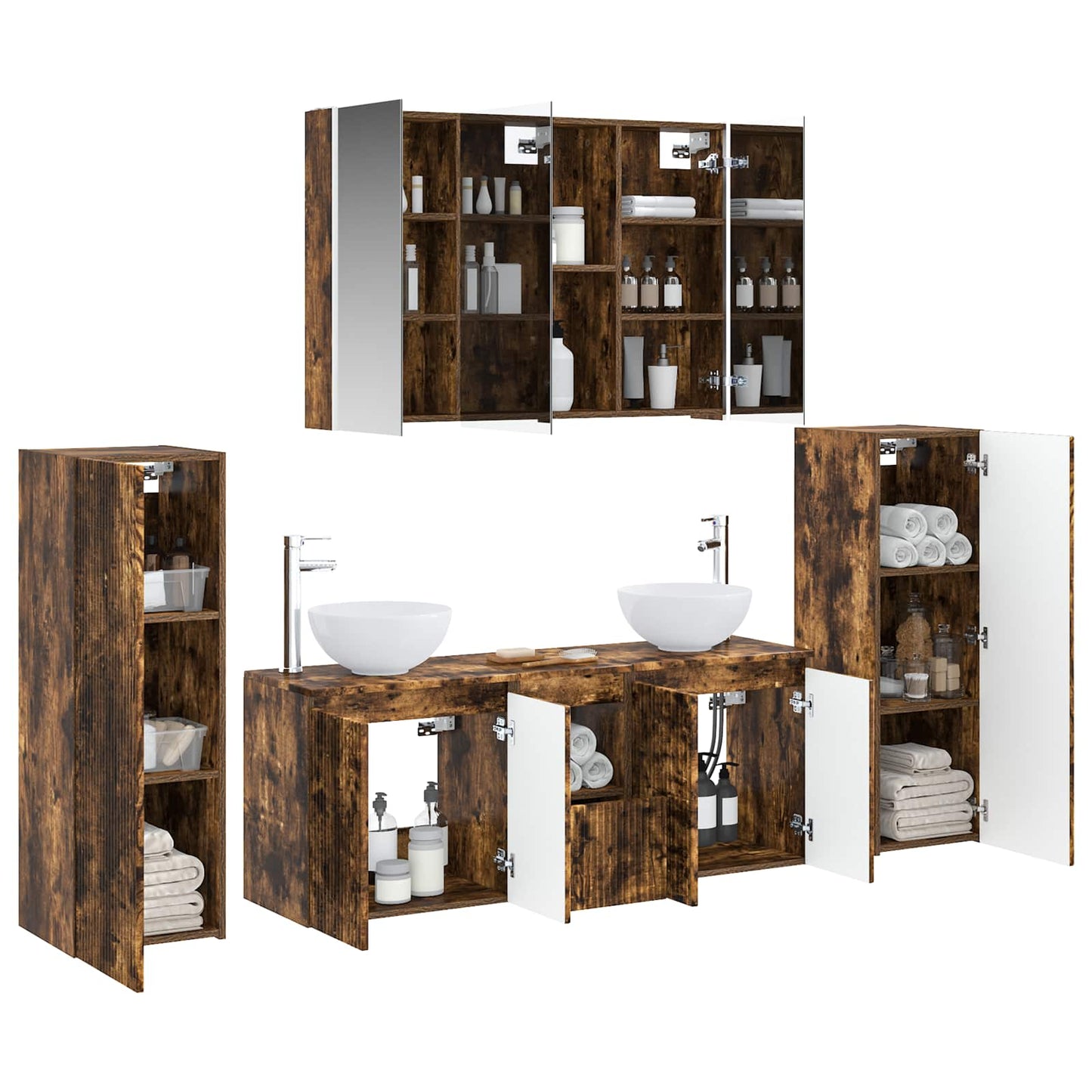 Bathroom Furniture Set 6 pcs Smoked Oak