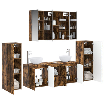 Bathroom Furniture Set 6 pcs Smoked Oak