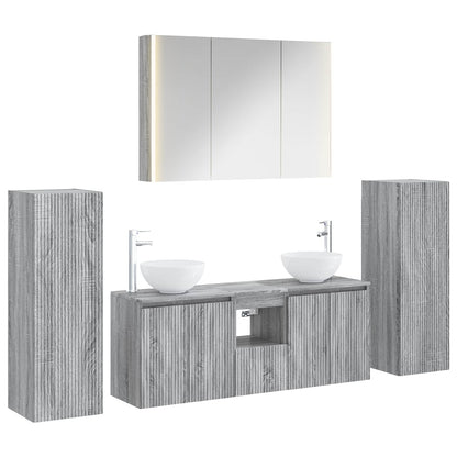 Bathroom Furniture Set 6 pcs Grey Sonoma