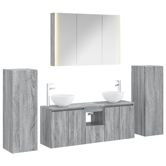 Bathroom Furniture Set 6 pcs Grey Sonoma