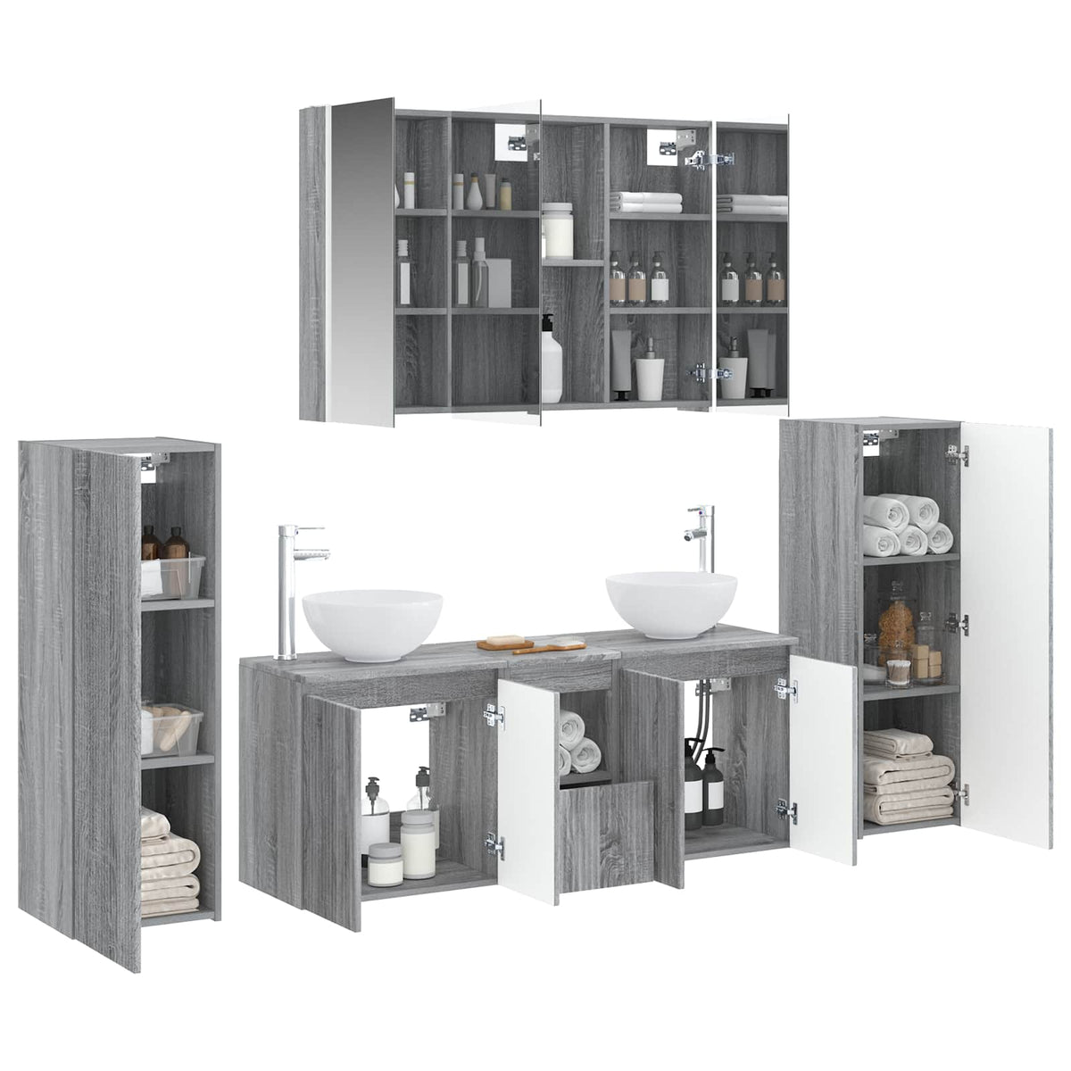 Bathroom Furniture Set 6 pcs Grey Sonoma