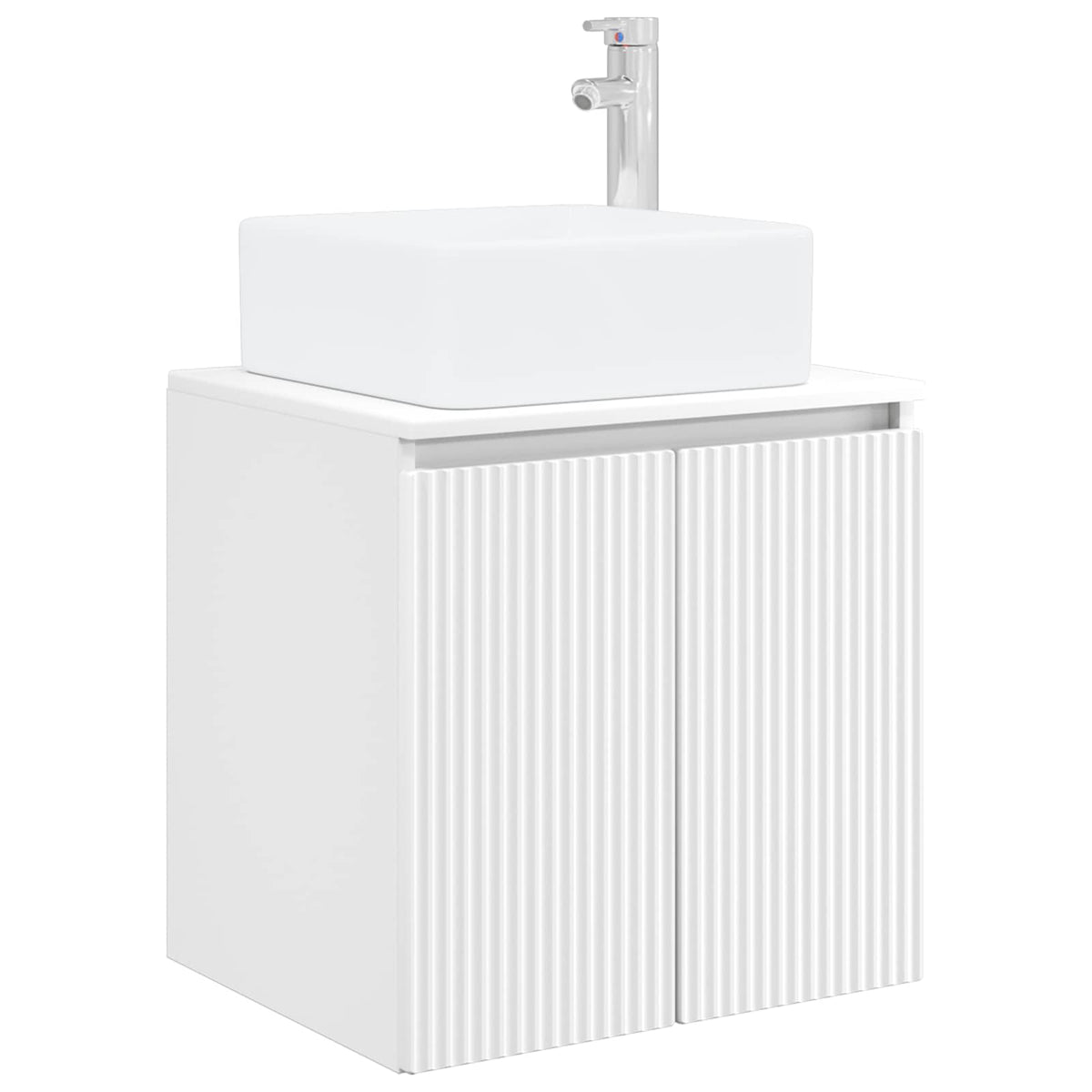 Bathroom Furniture Set 6 pcs White Engineered Wood and Glass