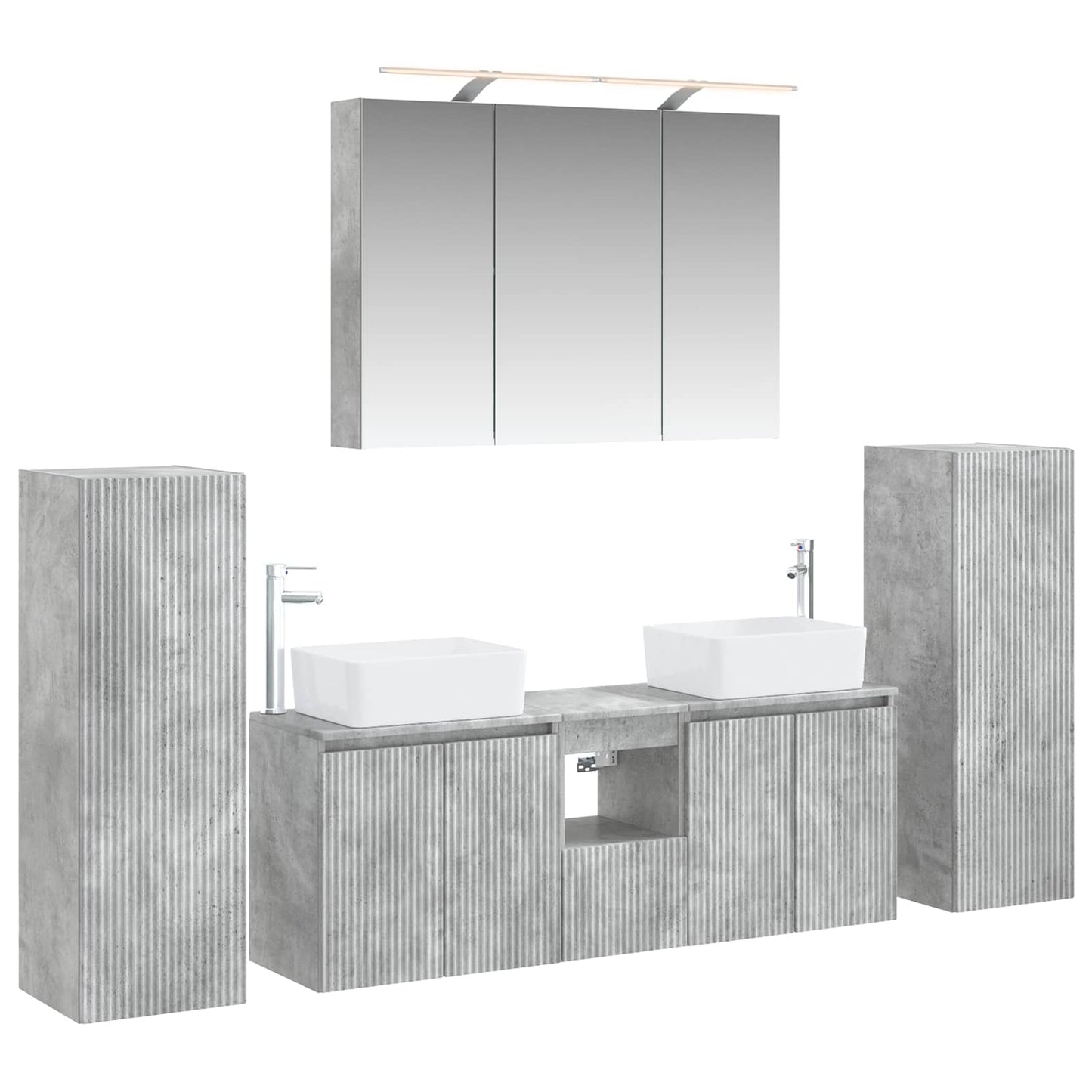 Bathroom Furniture Set 6 pcs Concrete Grey