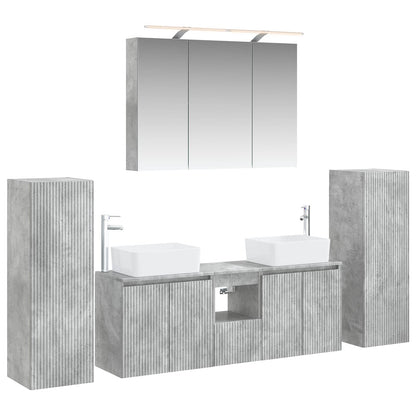 Bathroom Furniture Set 6 pcs Concrete Grey
