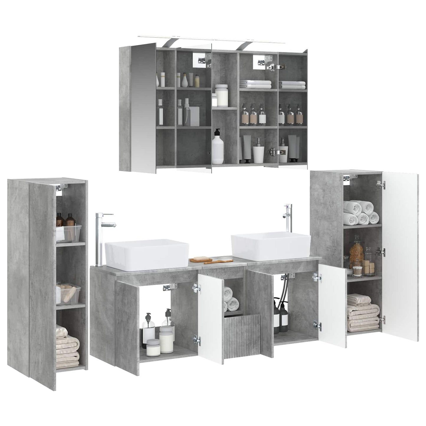Bathroom Furniture Set 6 pcs Concrete Grey