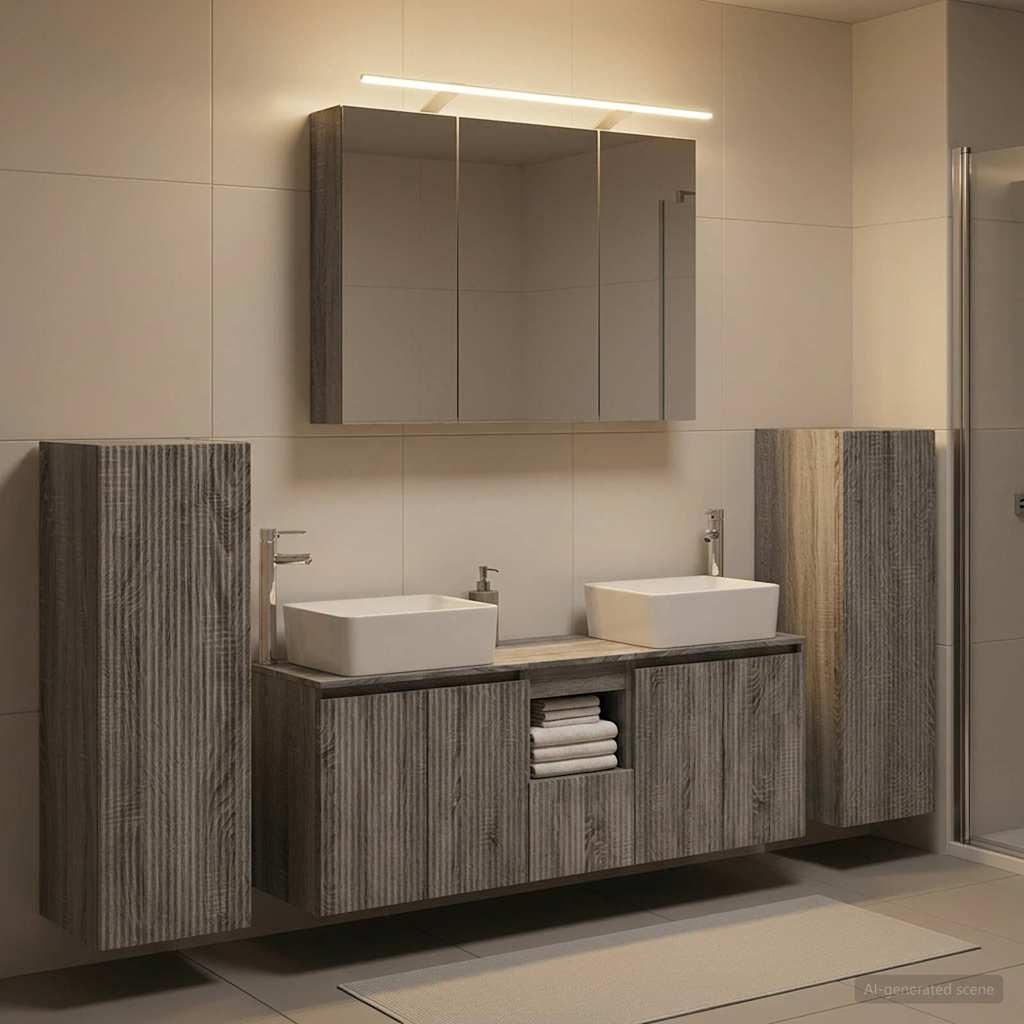 Bathroom Furniture Set 6 pcs Grey Sonoma