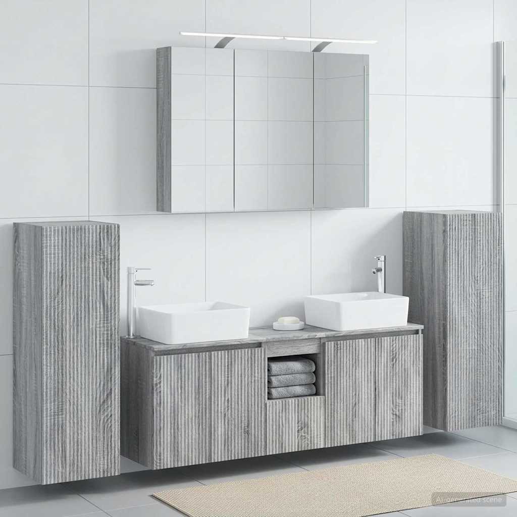 Bathroom Furniture Set 6 pcs Grey Sonoma
