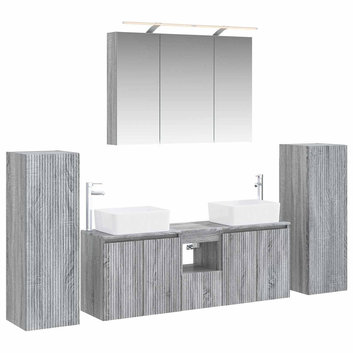 Bathroom Furniture Set 6 pcs Grey Sonoma