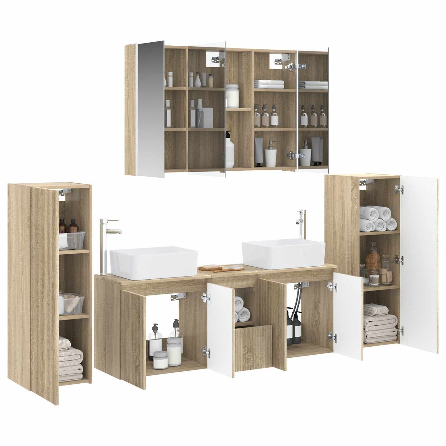 Bathroom Furniture Set 6 pcs Sonoma Oak