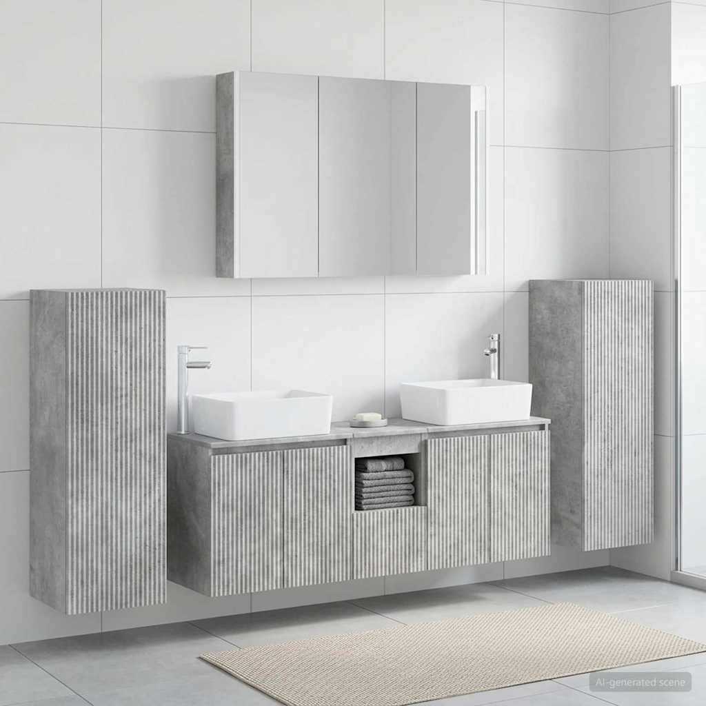 Bathroom Furniture Set 6 pcs Concrete Grey