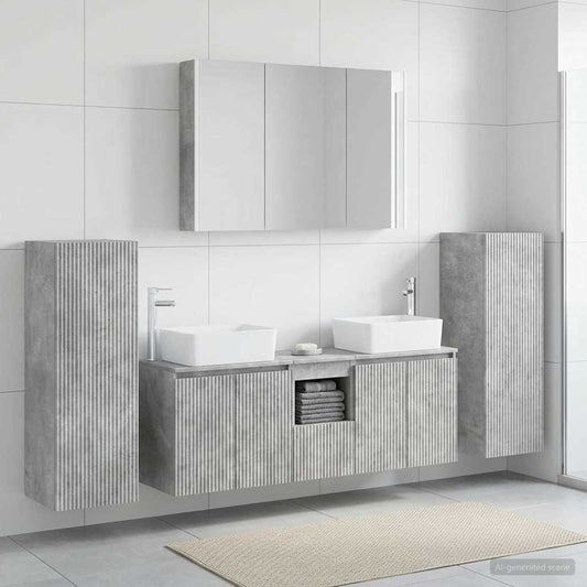 Bathroom Furniture Set 6 pcs Concrete Grey