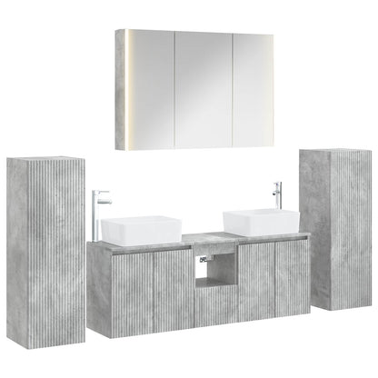 Bathroom Furniture Set 6 pcs Concrete Grey