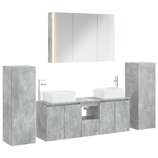 Bathroom Furniture Set 6 pcs Concrete Grey
