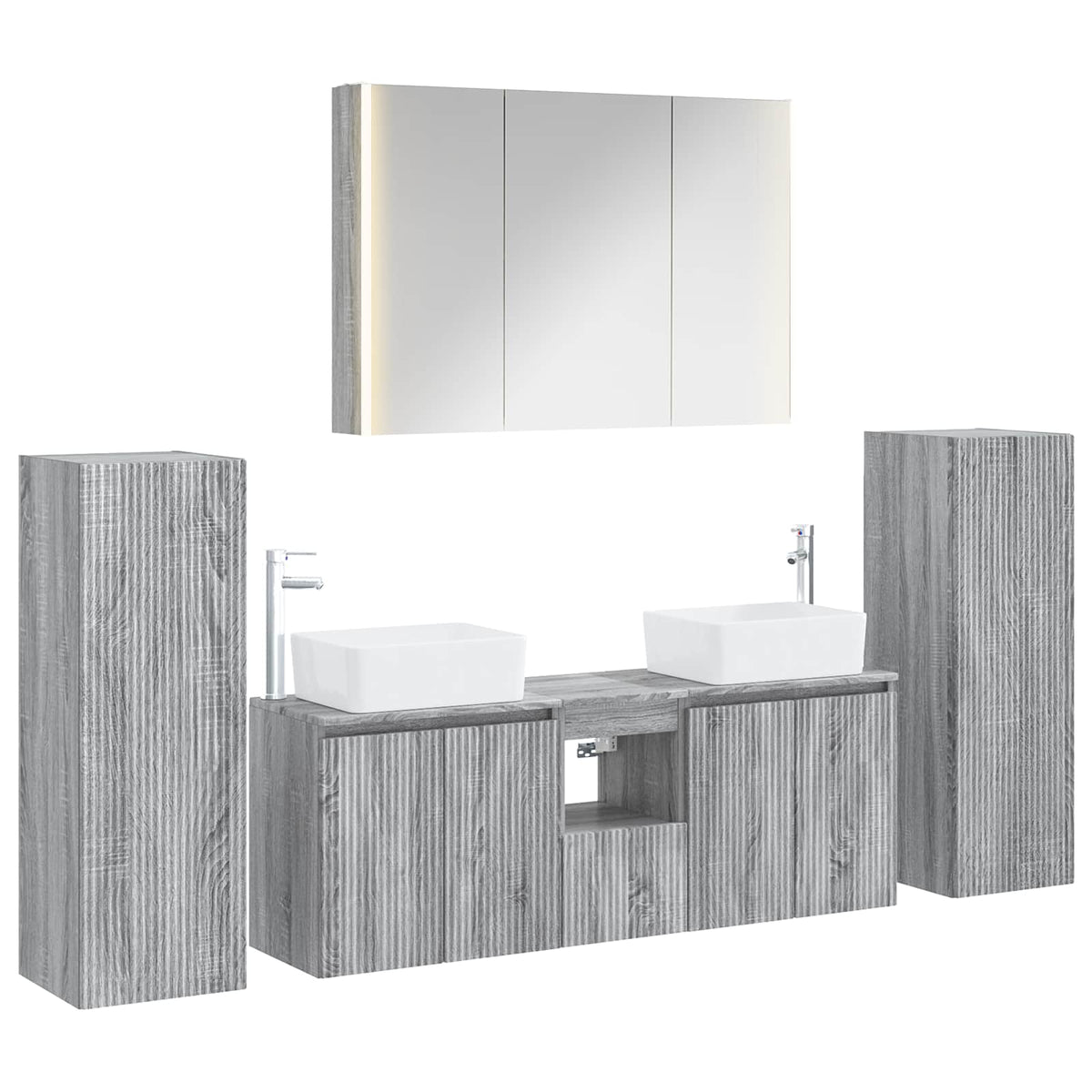 Bathroom Furniture Set 6 pcs Grey Sonoma