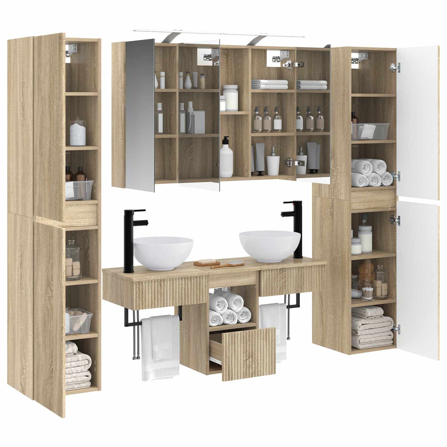 Bathroom Furniture Set 6 pcs Sonoma Oak