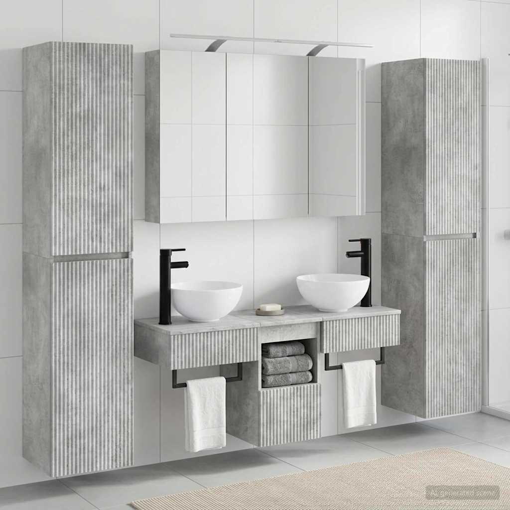 Bathroom Furniture Set 6 pcs Concrete Grey