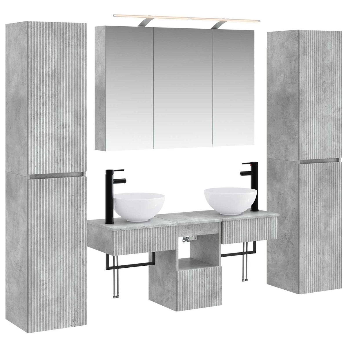 Bathroom Furniture Set 6 pcs Concrete Grey
