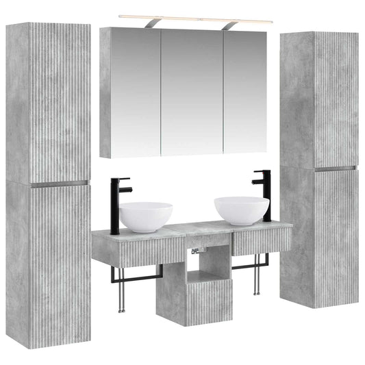 Bathroom Furniture Set 6 pcs Concrete Grey