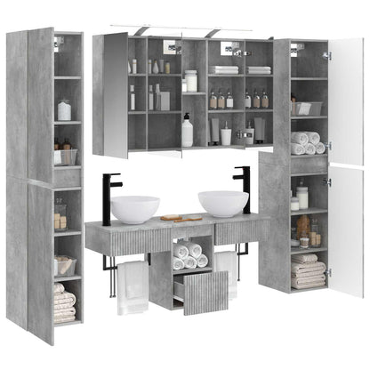 Bathroom Furniture Set 6 pcs Concrete Grey