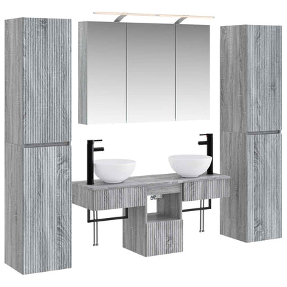 Bathroom Furniture Set 6 pcs Grey Sonoma
