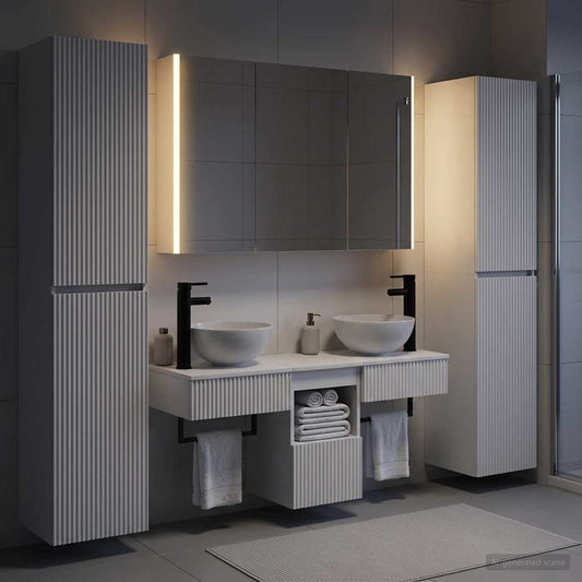 Bathroom Furniture Set 6 pcs White Engineered Wood and Glass