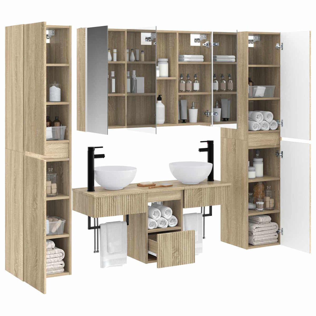 Bathroom Furniture Set 6 pcs Sonoma Oak