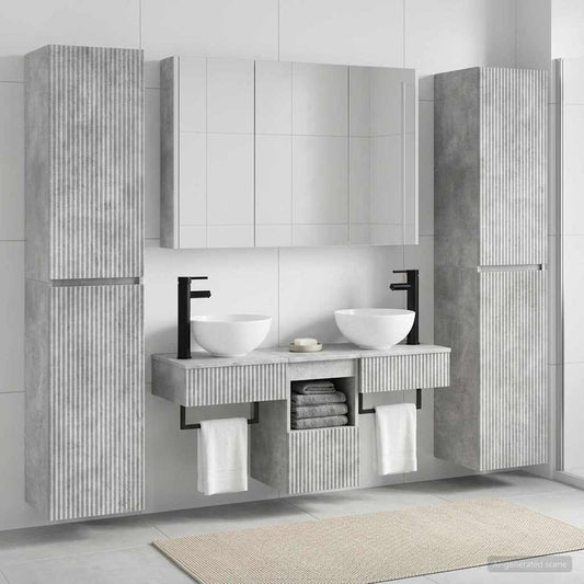 Bathroom Furniture Set 6 pcs Concrete Grey