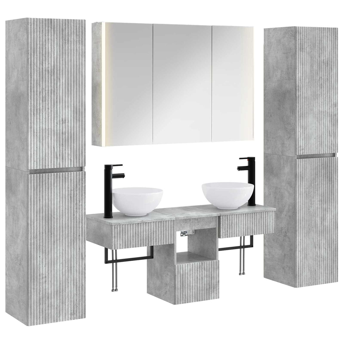 Bathroom Furniture Set 6 pcs Concrete Grey