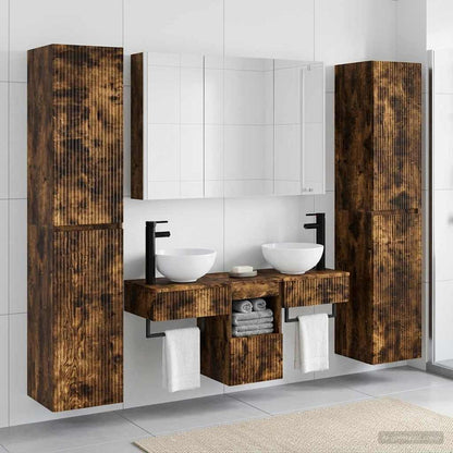 Bathroom Furniture Set 6 pcs Smoked Oak