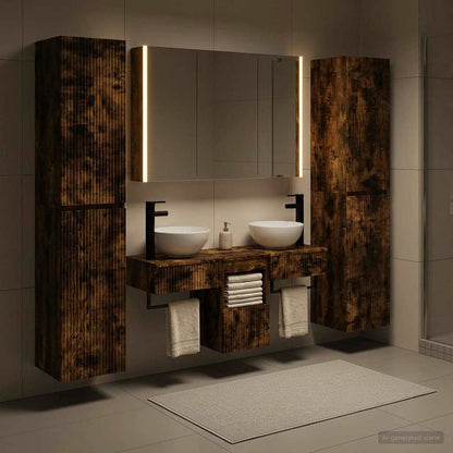 Bathroom Furniture Set 6 pcs Smoked Oak