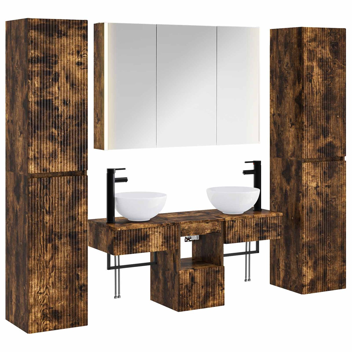 Bathroom Furniture Set 6 pcs Smoked Oak