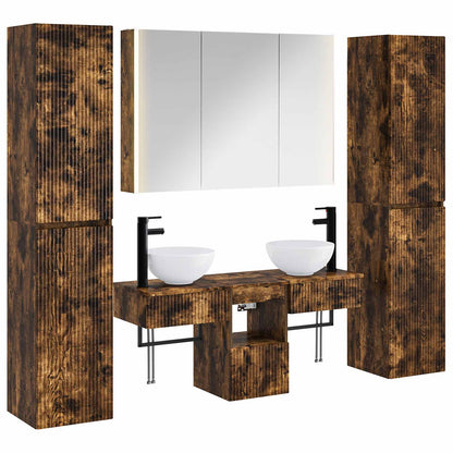 Bathroom Furniture Set 6 pcs Smoked Oak