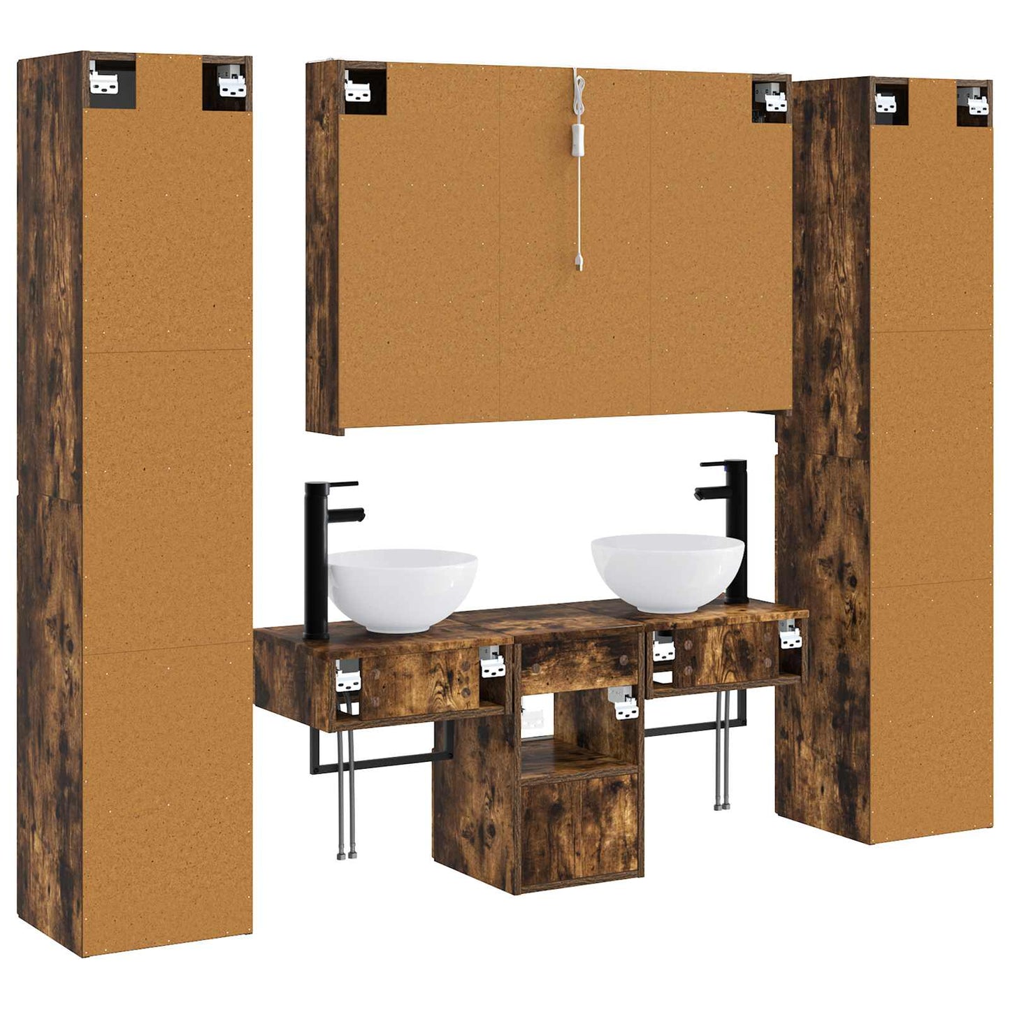 Bathroom Furniture Set 6 pcs Smoked Oak