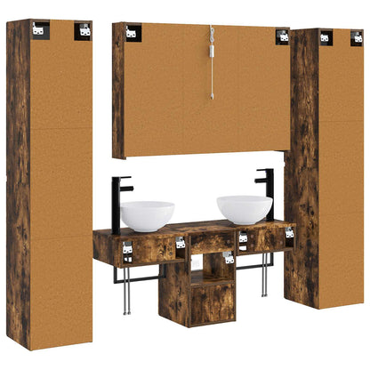 Bathroom Furniture Set 6 pcs Smoked Oak
