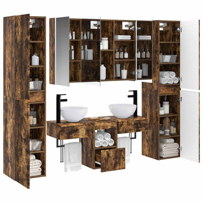 Bathroom Furniture Set 6 pcs Smoked Oak