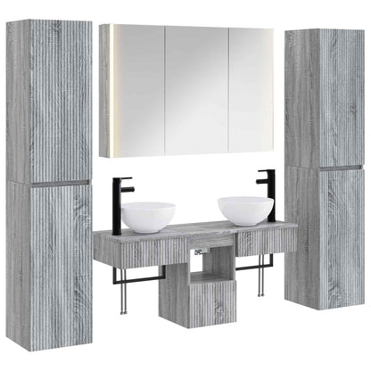 Bathroom Furniture Set 6 pcs Grey Sonoma