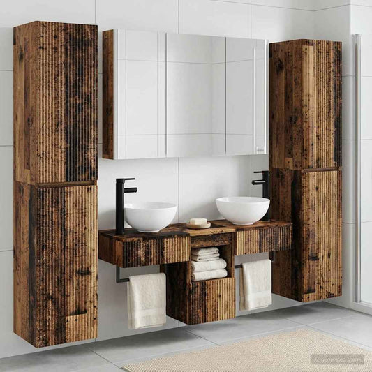 Bathroom Furniture Set 6 pcs Old Wood 100 x 15.5 x 70 cm