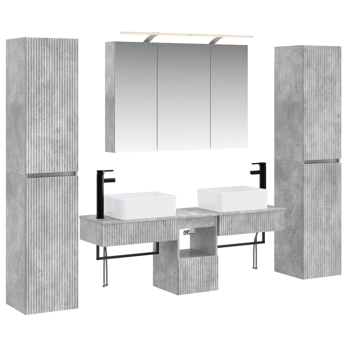 Bathroom Furniture Set 6 pcs Concrete Grey