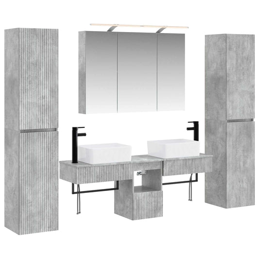 Bathroom Furniture Set 6 pcs Concrete Grey