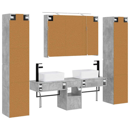 Bathroom Furniture Set 6 pcs Concrete Grey