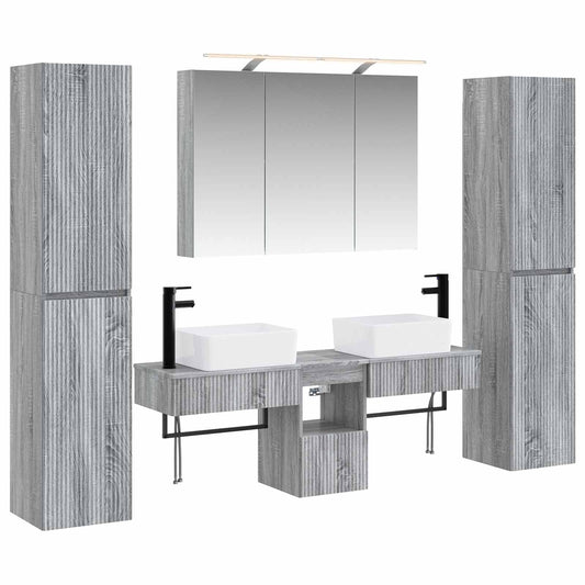 Bathroom Furniture Set 6 pcs Grey Sonoma