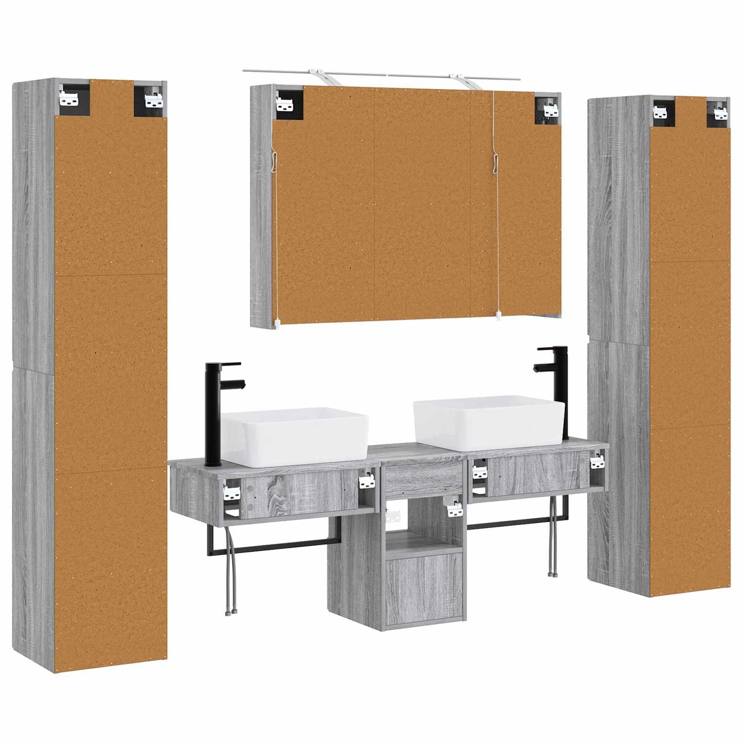 Bathroom Furniture Set 6 pcs Grey Sonoma