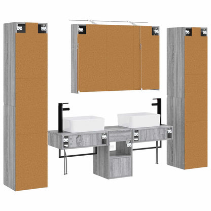Bathroom Furniture Set 6 pcs Grey Sonoma