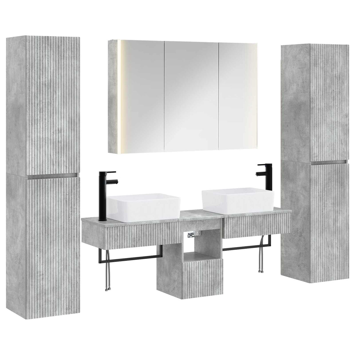 Bathroom Furniture Set 6 pcs Concrete Grey