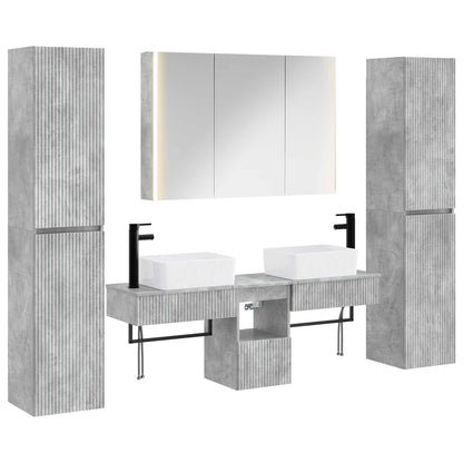 Bathroom Furniture Set 6 pcs Concrete Grey