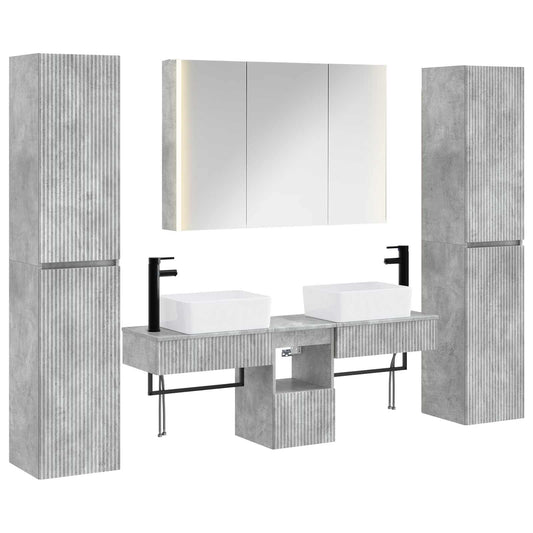 Bathroom Furniture Set 6 pcs Concrete Grey