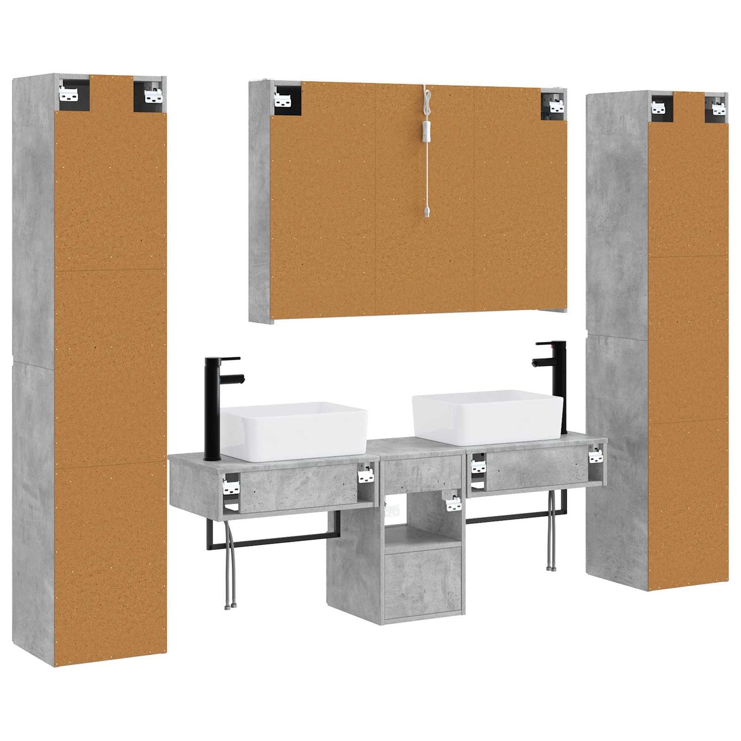 Bathroom Furniture Set 6 pcs Concrete Grey