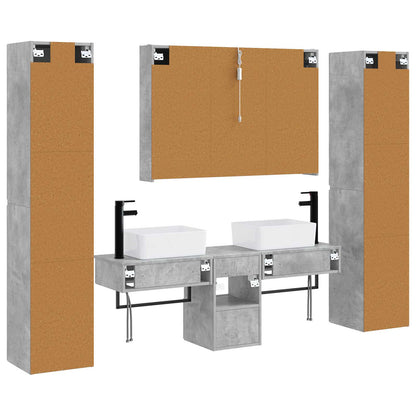Bathroom Furniture Set 6 pcs Concrete Grey