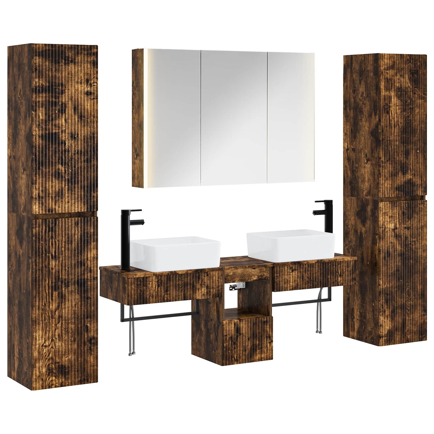 Bathroom Furniture Set 6 pcs Smoked Oak