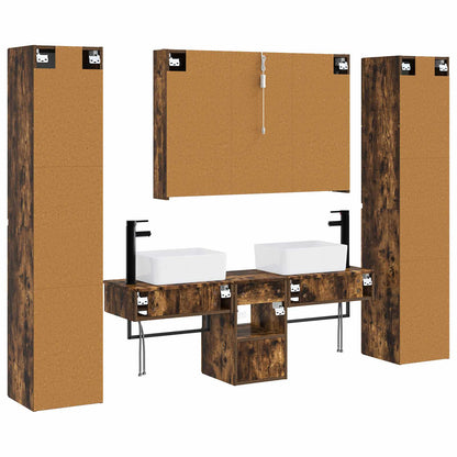 Bathroom Furniture Set 6 pcs Smoked Oak